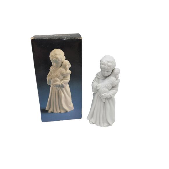 Vintage Avon Christmas Shepard Boy Nativity White Bisque Porcelain Figurine - Picture 1 of 7